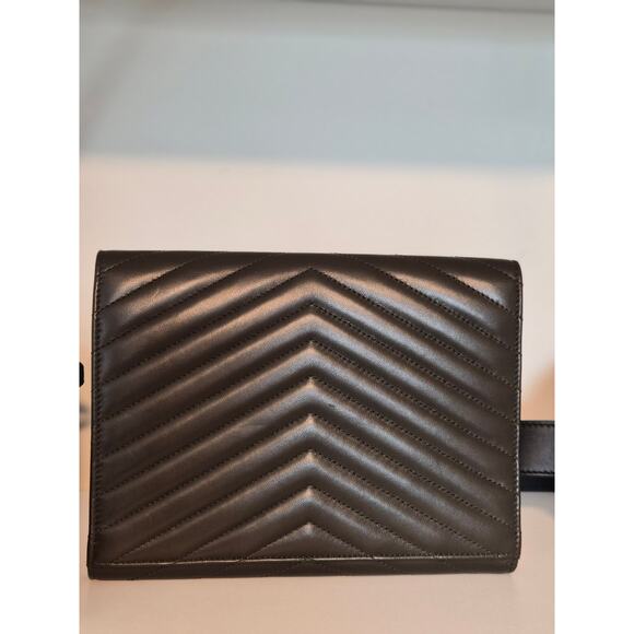 Saint Laurent Dark Olive Monogram Clutch Chevron Quilted Leather | Gold Hardware - Picture 2 of 8
